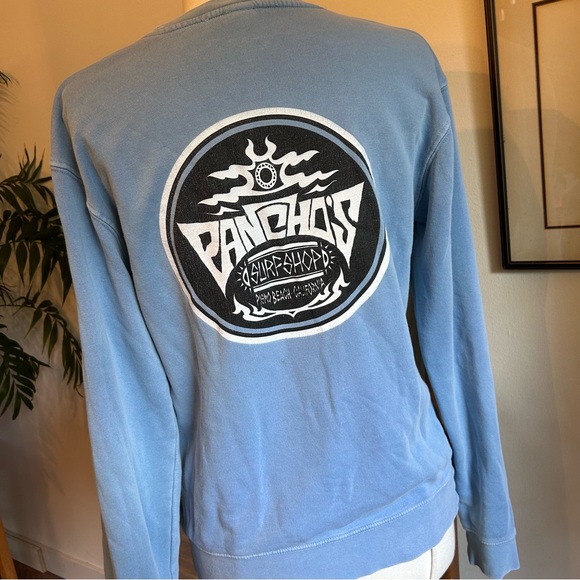 Pancho's Surf Shop Pismo Beach California Blue Graphic Sweatshirt Men's M - Picture 2 of 8